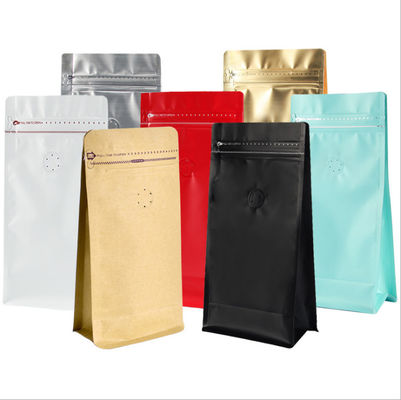 70g-1kg Capacity Flat Bottom Zipper Coffee Pouch Packaging With Air Degassing Valve