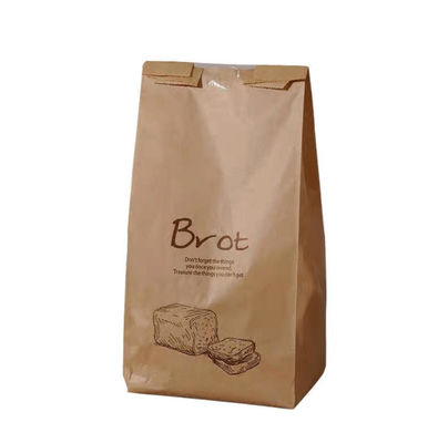 Brown 160 Microns Bread Packaging Paper Bags PP Middle Window Kraft Bakery Bags