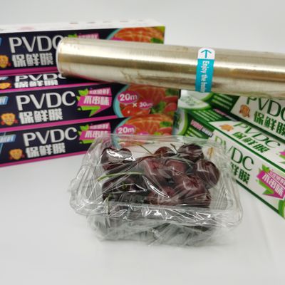 High Barrier PVDC Cling Film Wrapping Easy Attach Food Stretch Wrap Film Roll BPA Free