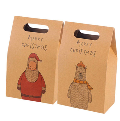 Christmas Gift Carrying Shopping Bags Gravure Printed Kraft Paper Carrier Bags