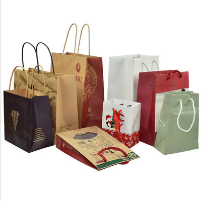 310*110*420mm gravure custom printed paper carry bags with handles Twisted
