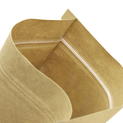 Resealable PE Kraft Paper Standup Pouch Bags Custom Printed With Window