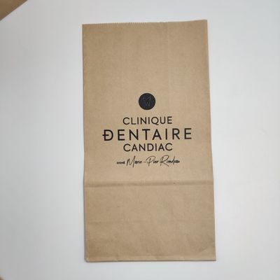 Brown Kraft Paper Bread Packaging Bag Screen Printed 60-200GSM Thick