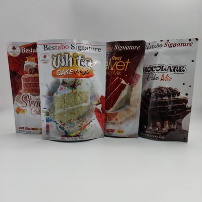 OEM Cake Powder  Aluminium Bag Side Gusset Resealable Standing Pouch Foil