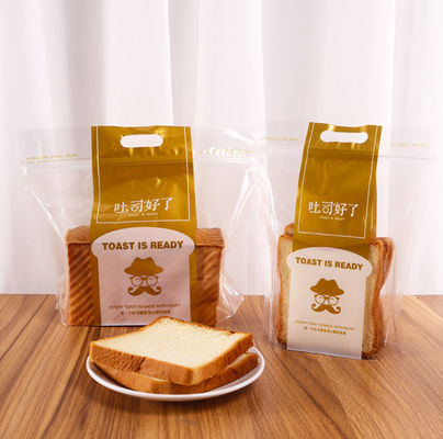 Handle Hole Bakery Plastic Plastic Bags For Bread Packaging 200G 300G Size