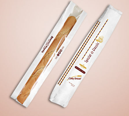580*100*40mm Kraft Paper Baguette Bread Packaging Bag With Middle Window
