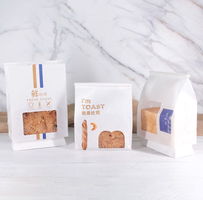 OEM White Gravure Custom Printed Bakery Bags With Window Transparent