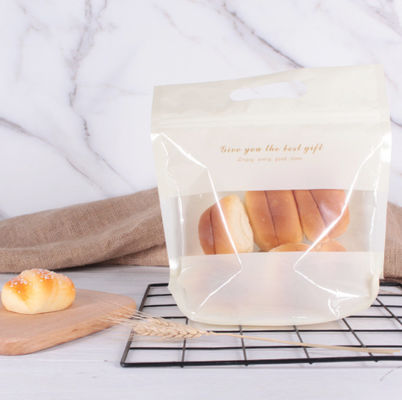 Custom Logo Printing Stand Up Plastic Bread Packaging Bag OEM Standard With Handle