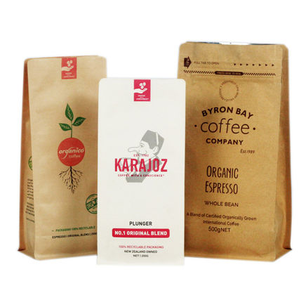 90*185mm Flat Bottom  Kraft Paper Packaging Bag pouch For Coffee