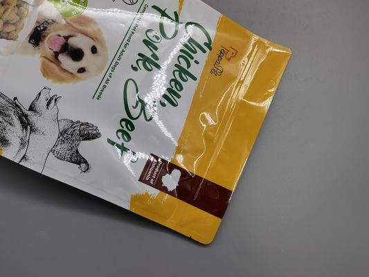 0.36mm Thick Aluminum Foil Flexible Pet Food Packaging Bag Flat Bottom side Gusseted