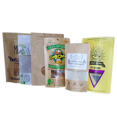 SGS Printed Kraft Resealable Bags Composite Paper Pouch With Window