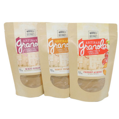 SGS Printed Kraft Resealable Bags Composite Paper Pouch With Window