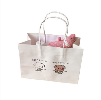 Color Printed Eco friendly kraft paper Carrying Shopping Bags with handles