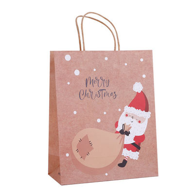 Environmentally Paper Carrying Shopping Bags Brown Flexo printing With Logo