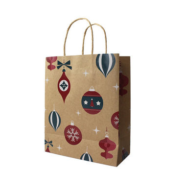 Environmentally Paper Carrying Shopping Bags Brown Flexo printing With Logo