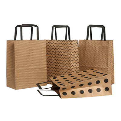 ISO9001 Custom Printed Paper Carrying Shopping Bags 120g 140g White Brown
