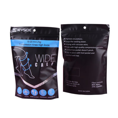 Stand Up Plastic Packaging  Clothing Bags ISO9001 Black Matte Customized Printed