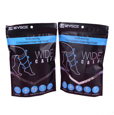 Stand Up Plastic Packaging  Clothing Bags ISO9001 Black Matte Customized Printed