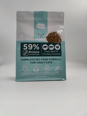SGS Side Gusset Pet Food Packaging Bag Pouch Flat Bottomed With Zippers