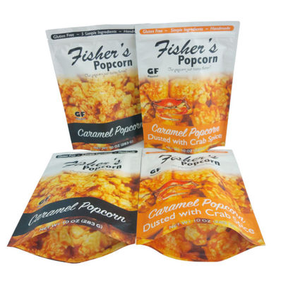 Gravure Printing Popcorn Packaging Pouch 100-300 Microns Thick Stand Up Pouch Bags