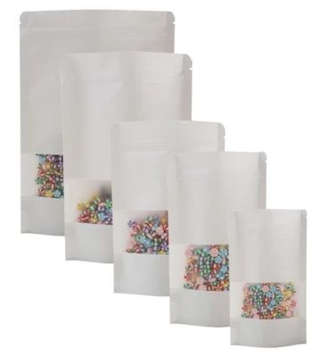 Doypack Heat Sealable Paper Bags Stand Up Kraft Paper Pouch With Matte Window
