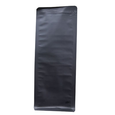 VMPET Resealable Matte Black Coffee Pouch Packaging With Valve Flat Bottom