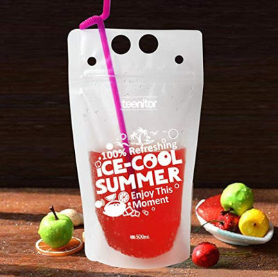 MBOPP Beverage Pouch Packaging Flexiloop Handle 16 oz Drink Pouches With Straw