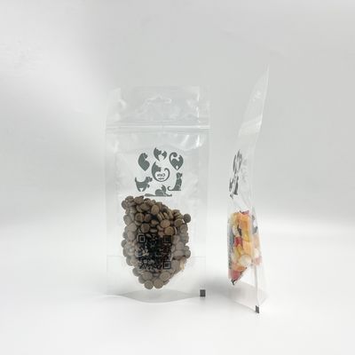 Code Spraying Printing Transparent Mini Pet Food Treats Display Packaging Bags