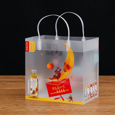 Custom Printed Logo Handle Translucent Plastic PE Shopping Bag