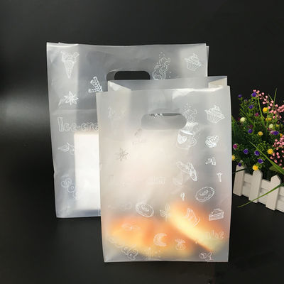 Frosted Die Cut Handle Take Out Bag Plastic PE Side Gusset Bag For Bread