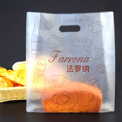 Frosted Die Cut Handle Take Out Bag Plastic PE Side Gusset Bag For Bread