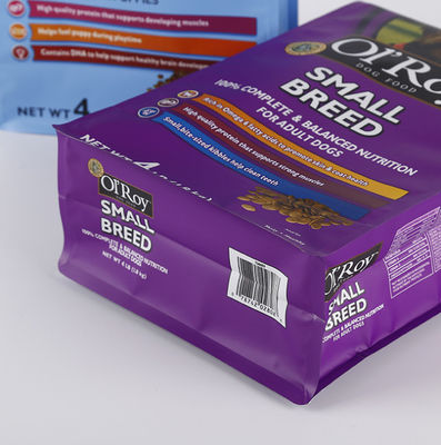 Gravure Printing Flat Bottom Top Zipper Pet Food Packaging Bags 250g 500g