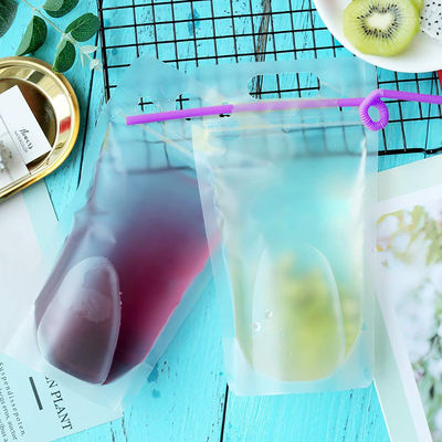 500ml 750ml Transparent Drink Liquid Packaging Pouch With Straw And Handle