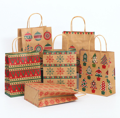 300GSM Kraft Paper Carrying Shopping Bags Gravure Printing With Handles