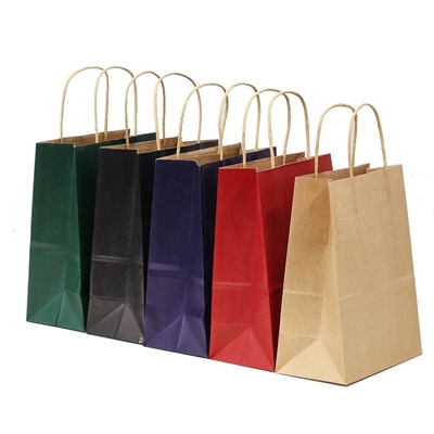 Recyclable Gravure Carrying Shopping Bags Varnishing Takeaway Food Kraft Paper Bag