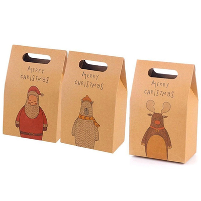 Christmas Gift Carrying Shopping Bags Gravure Printed Kraft Paper Carrier Bags